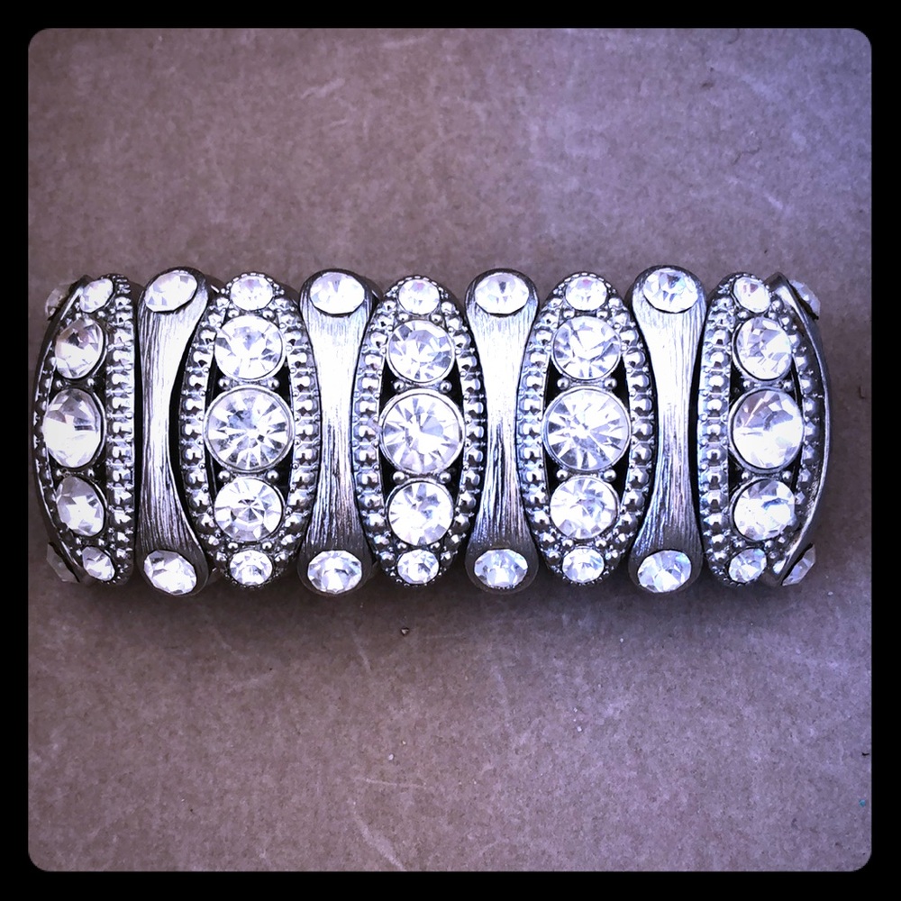 Pageant Prom Stretchy Crystal Cuff Bracelet